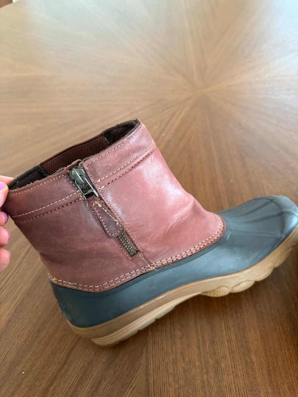 Sperry Brown Leather Upper and Black Rubber Duck Boots - Picture 6 of 7